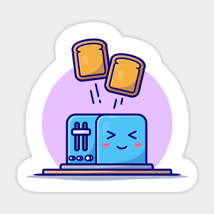 Cute Happy Toaster Cartoon Vector Icon Illustration Sticker